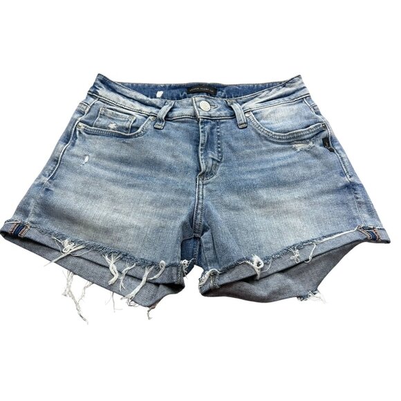 Silver Jeans Suki Womens Distressed Denim Shorts - Picture 1 of 8